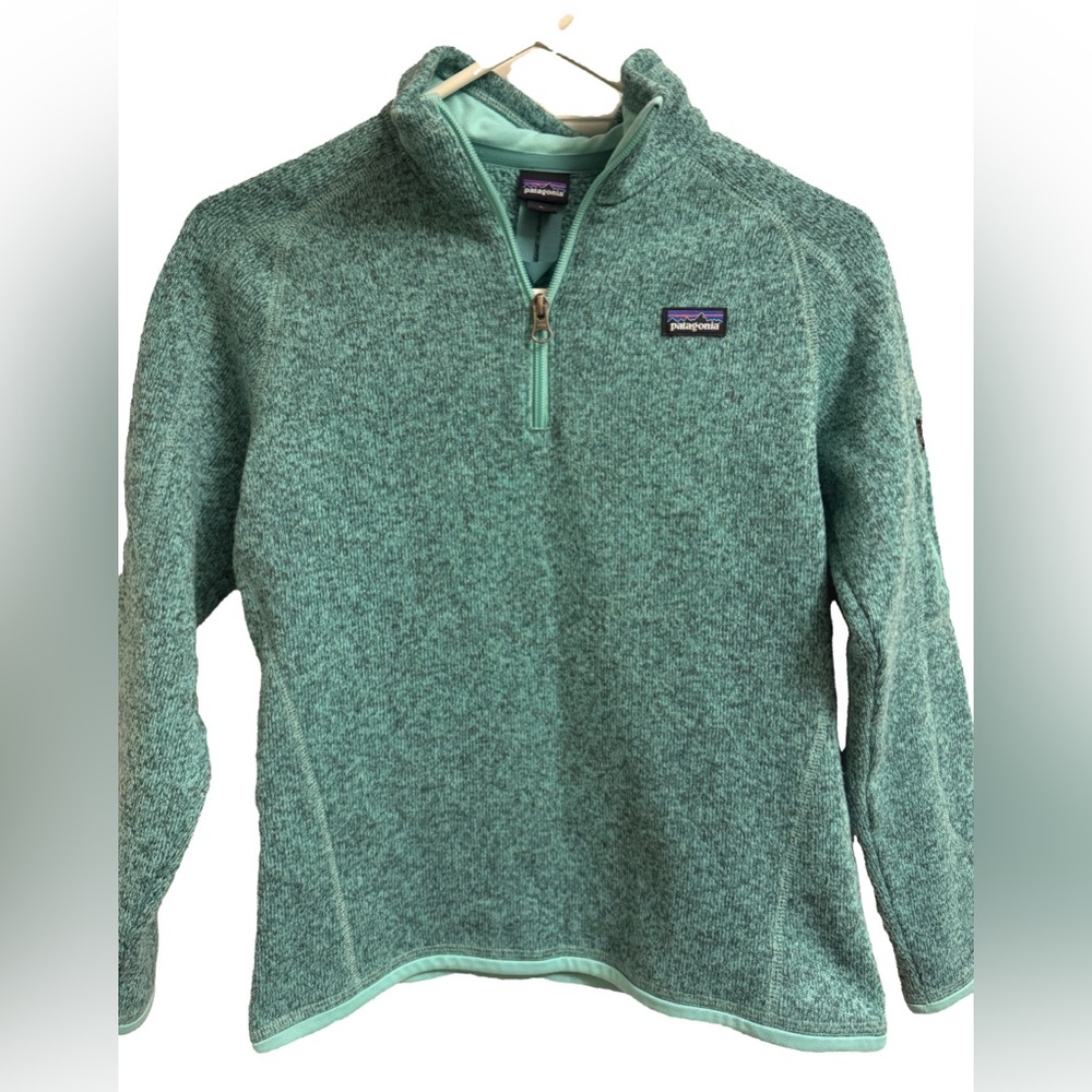 Patagonia Youth 1/4 Zip Teal Better Sweater Size L 12